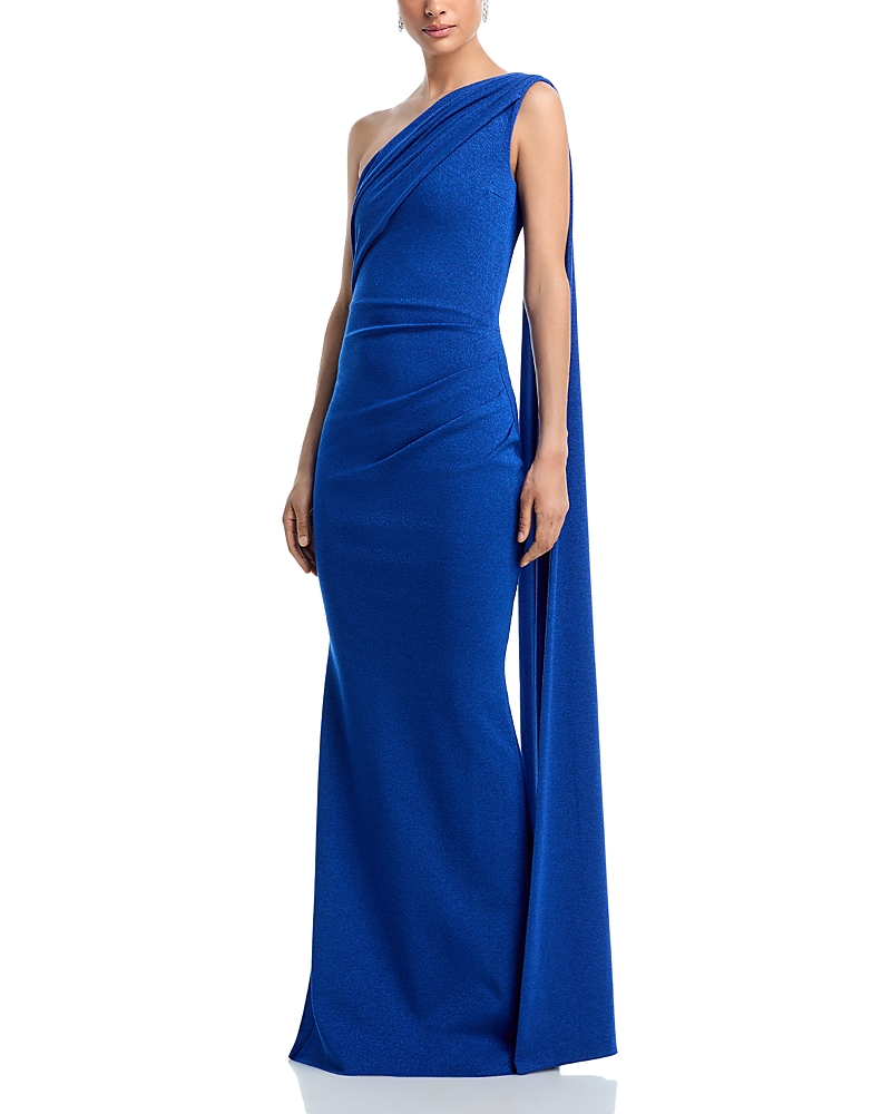 Chiara Boni La Petite Robe Zenab One Shoulder Sash Gown In Blue