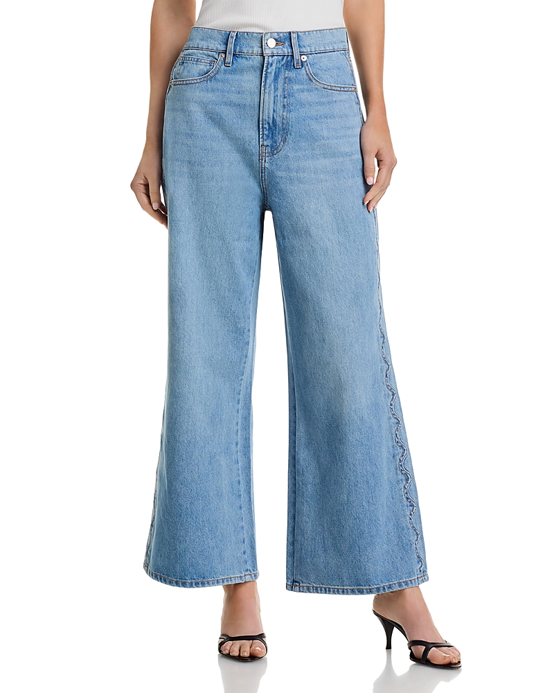 Veronica Beard Taylor High Rise Cropped Wide Leg Jeans in Nova