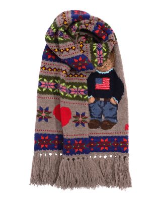 Bear Intarsia Fair Isle Scarf