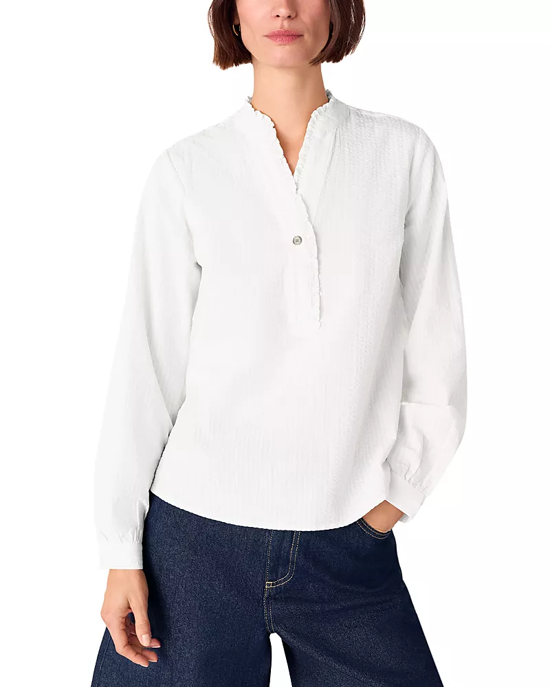Whistles Textured Frill Top