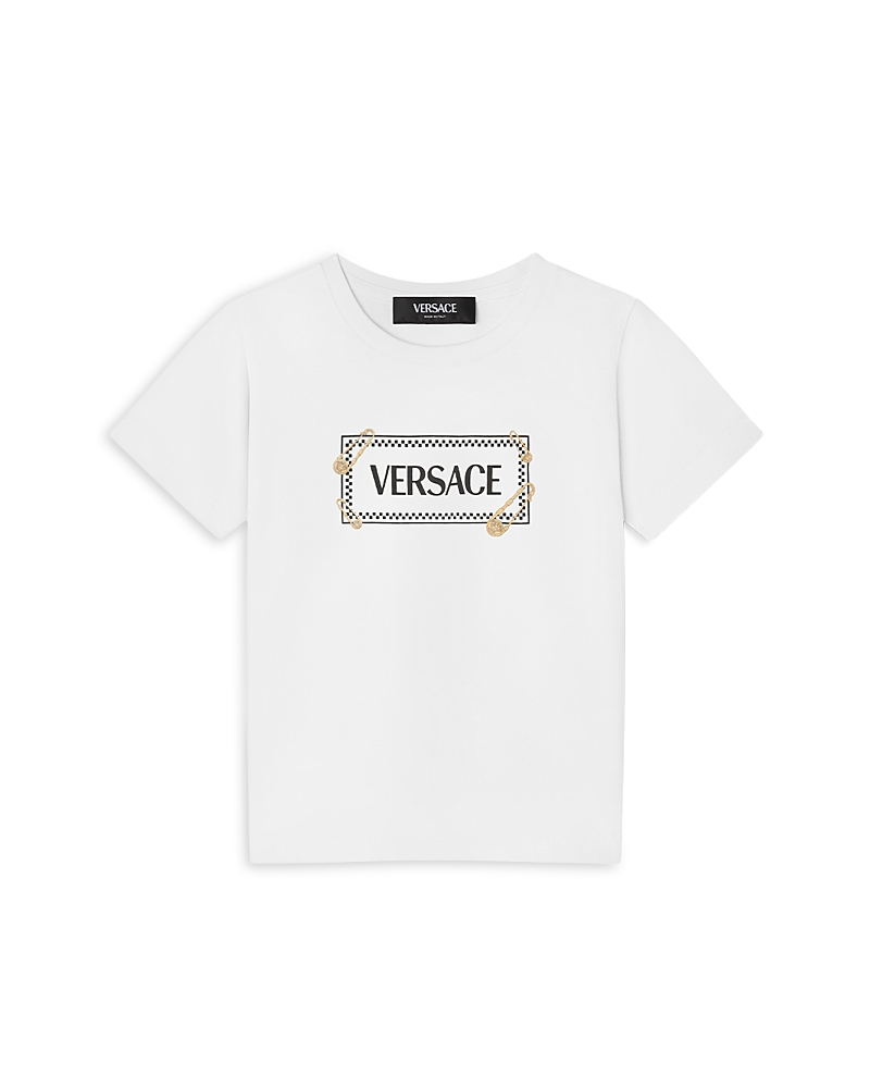 Versace Unisex 90s Pinned Logo Print Tee - Baby, Little Kid In White