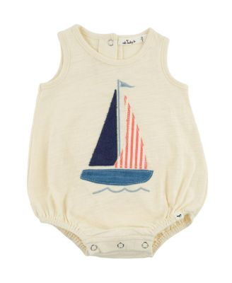 Boys' Slub Bubble - Sailboat Applique - Baby