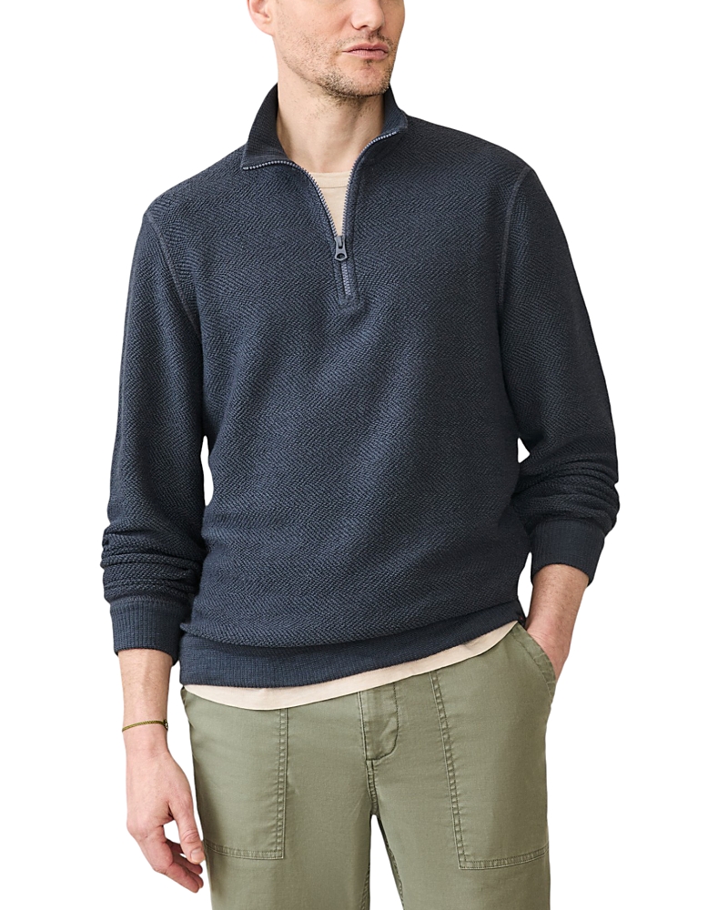 Faherty Whitewater Quarter Zip Sweatshirt In Blue