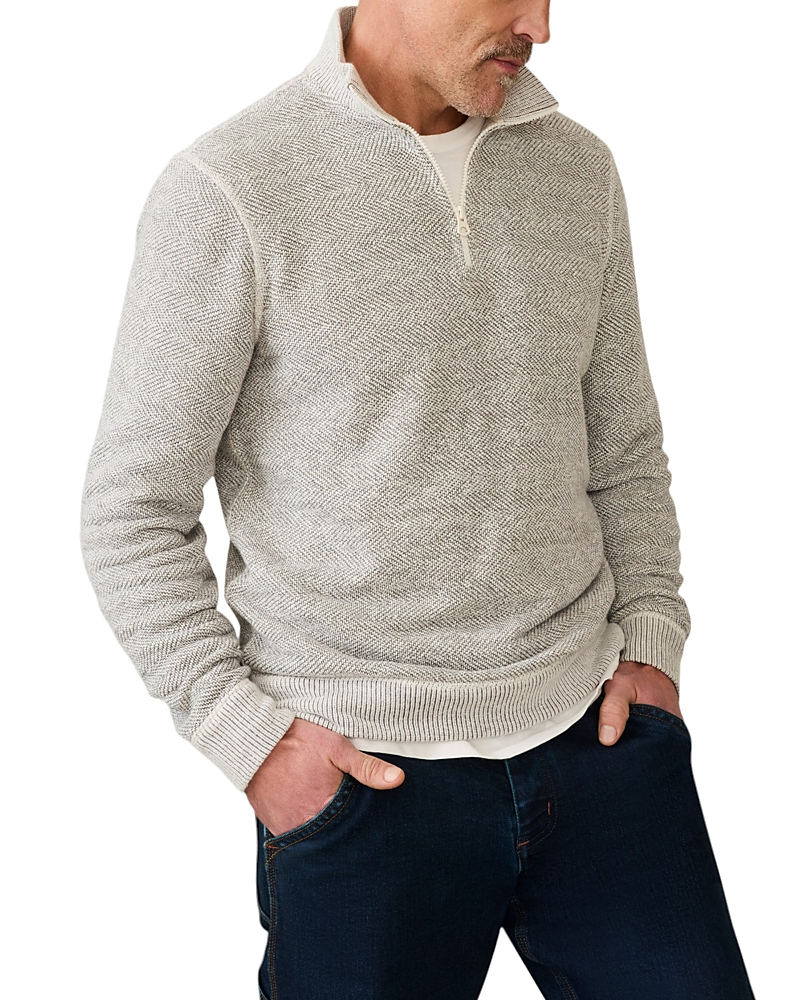 Faherty Whitewater Quarter Zip Sweatshirt In White