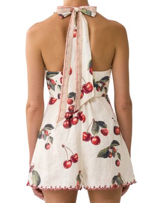 Cherry Print Halter Romper