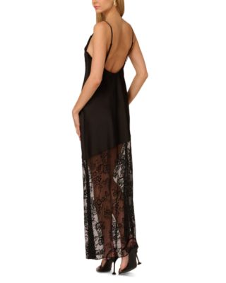 Stretch Satin Lace Skirt Dress