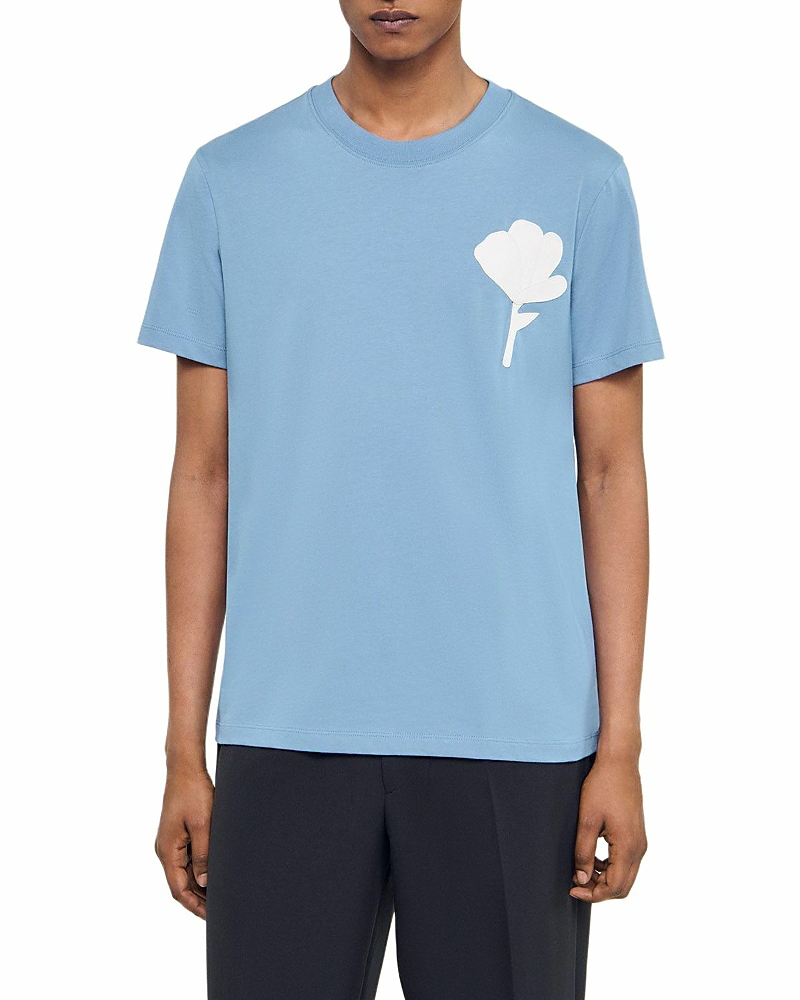 Sandro Layered Flower Tee In Blue
