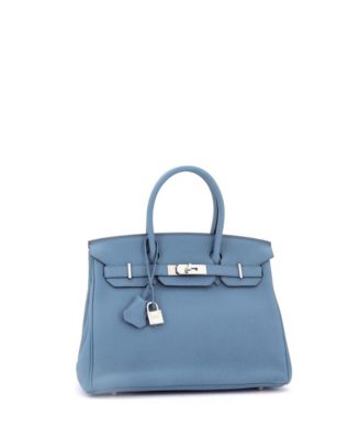 Birkin 35 Handbag Blue Togo with Palladium Hardware
