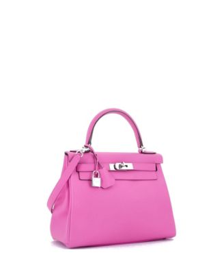 Kelly 28 Handbag Pink Evercolor with Palladium Hardware