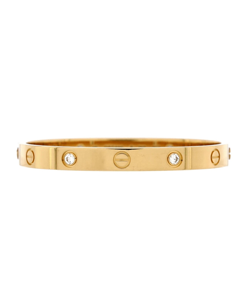 Pre-owned Pre-owned Cartier Cartier Love 4 Diamond Bracelet 18k Gold With Diamonds