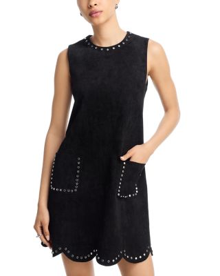 AQUA - Faux Suede Scalloped Shift Dress - Exclusive