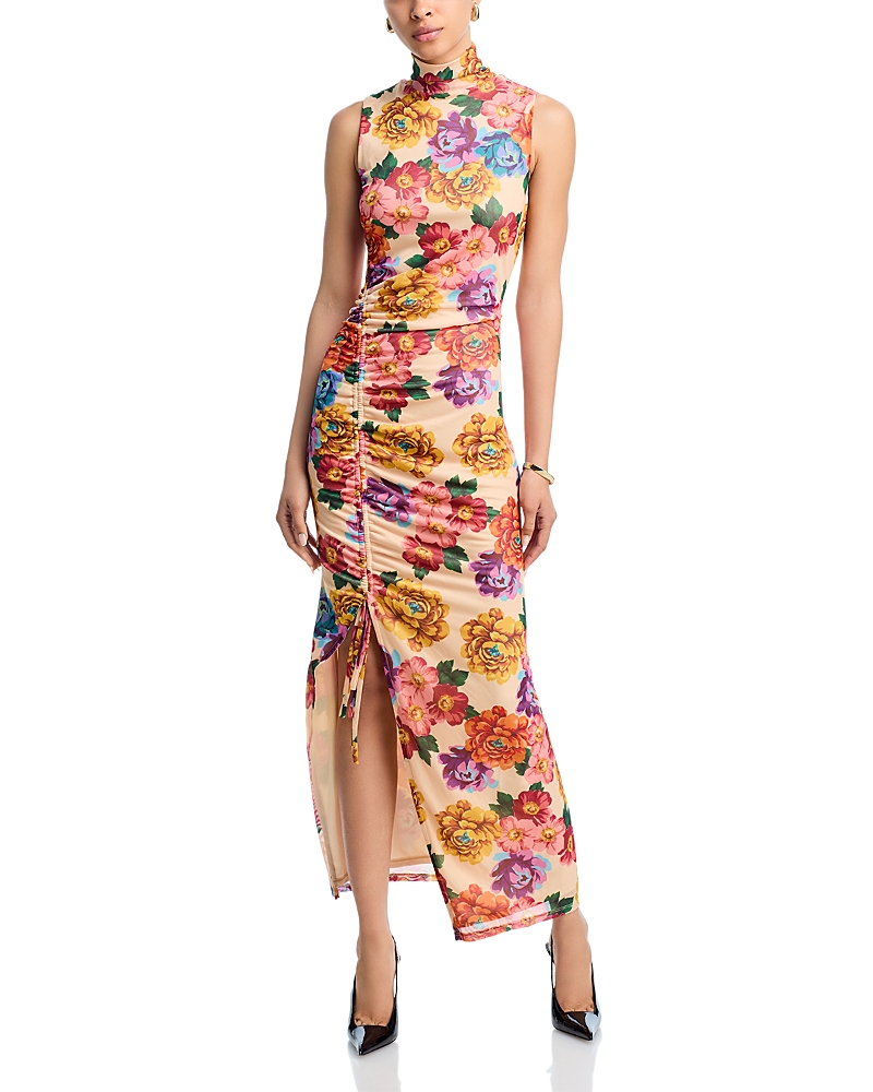 Aqua Mesh Floral Maxi Dress - Exclusive In Multi