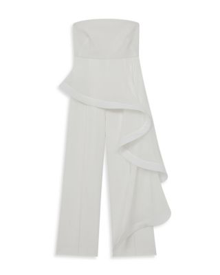 【海外限定】REISSジャンプスーツ☆Rhiannon Strapless Silk Jum Buy Reiss Ivory Rhiannon Silk Ruffle Bandeau Wide-Leg