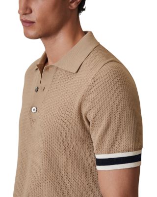 Callie Striped Cuff Perforated Polo Shirt