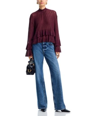 Mock Neck Ruffled Top - Exclusive
