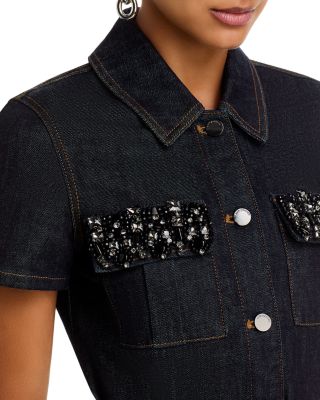 Indigo Denim Crystal Trim Mini Dress