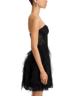 Strapless Mesh Lace Dress - Exclusive