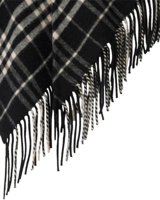Black and Calico Check Wool Cashmere Cape