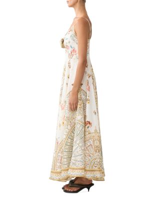 Linen Brocade Print Dress