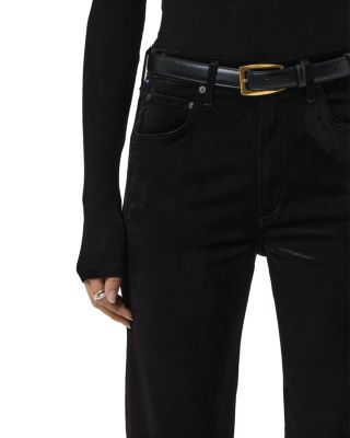 Delfina High Rise Straight Leg Jeans in Black