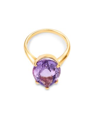 Pear Cut Rose Amethyst Ring in 14K Yellow Gold