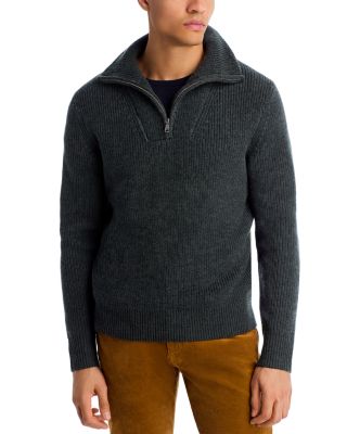 Merino Wool Ribbed Quarter Zip Sweater - Exclusive