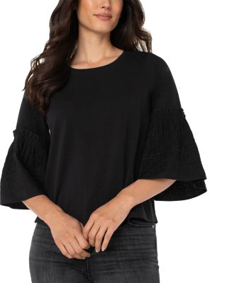 Embroidered Bell Sleeve Top