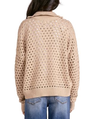 Open Knit Half Zip Sweater