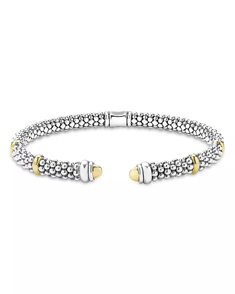 Lagos 18K Yellow Gold & Sterling Silver Signature Caviar Versa Cuff Bracelet