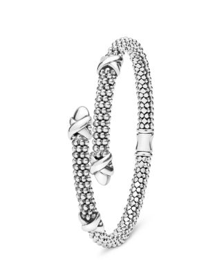 Sterling Silver Embrace Caviar Bead Bypass Bracelet