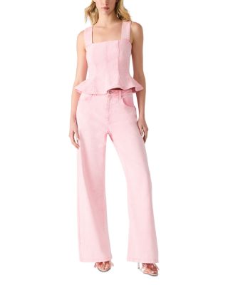STEVE MADDEN - Denim Peplum Top & Wide Leg Jeans