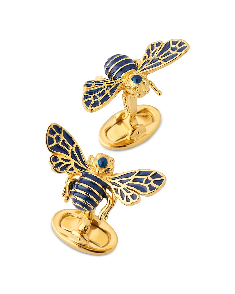 Jan Leslie Blue Bee Cufflinks In Gold