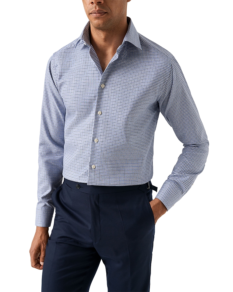 Eton Contemporary Fit Check King Twill Shirt In Blue
