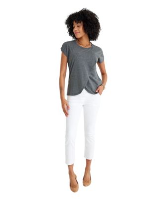 Handy Crossover Short Sleeve Cotton Maternity/Nursing Top