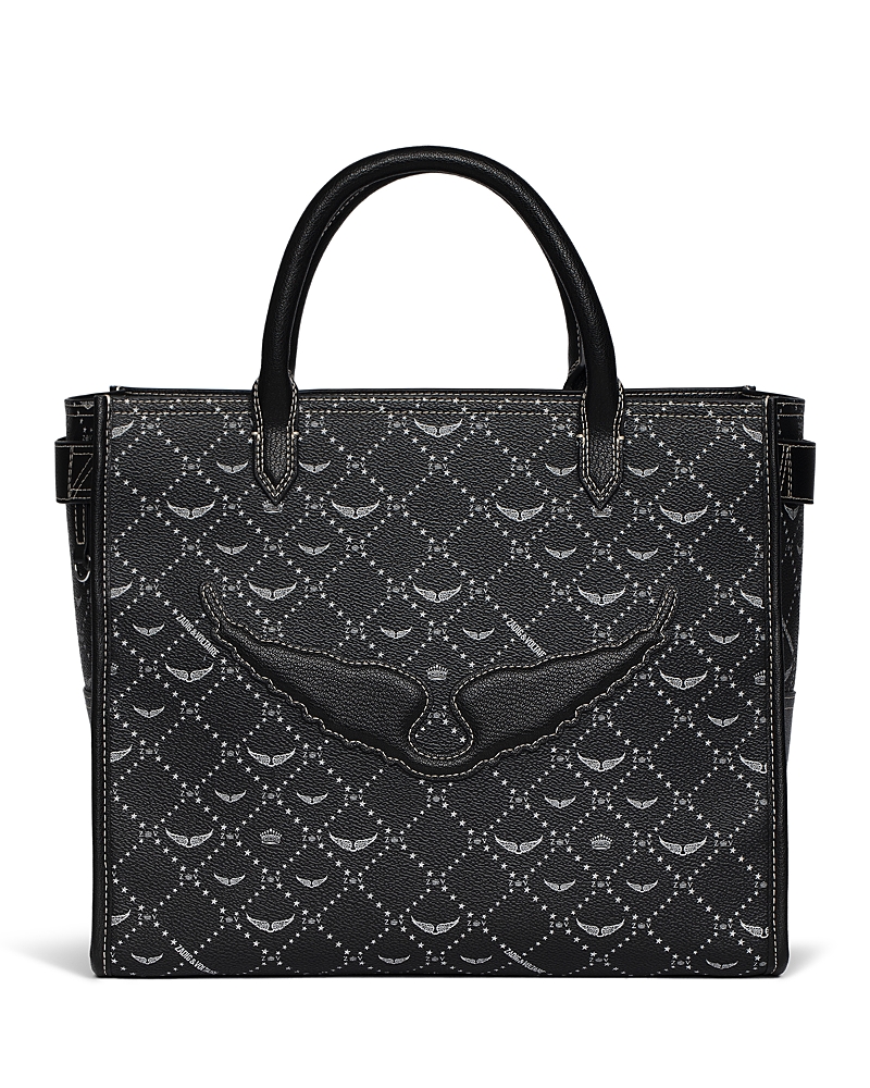 Zadig & Voltaire Womens Angel Monogram Canvas Tote Bag Black In Black