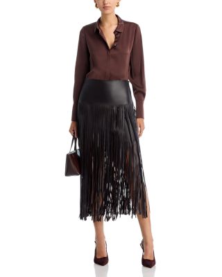 Monte Leather Fringe Skirt