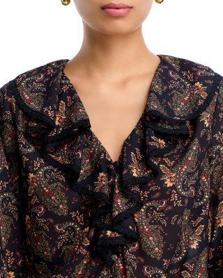 Paisley Ruffled Boho Blouse - Exclusive