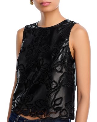 Lace Faux Leather Tank Top - Exclusive