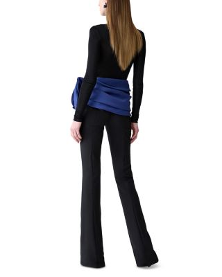 Draped Waist Rosette Bootcut Pants