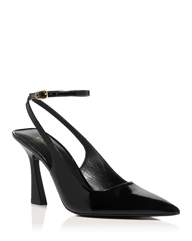 Stuart Weitzman Vinnie Patent Leather Ankle-strap Pumps In Black