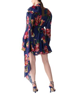 Silk Floral Print Mini Dress