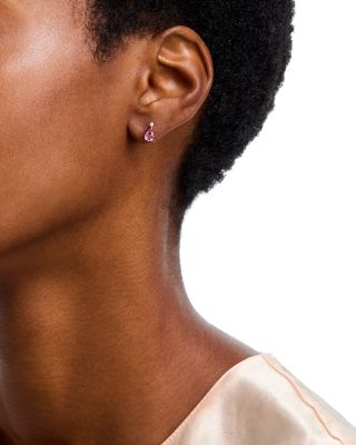 Stone & Diamond Pear Stud Earrings in 14K Yellow Gold