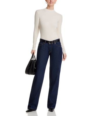 Lauryn Mock Neck Rib Long Sleeve Tee