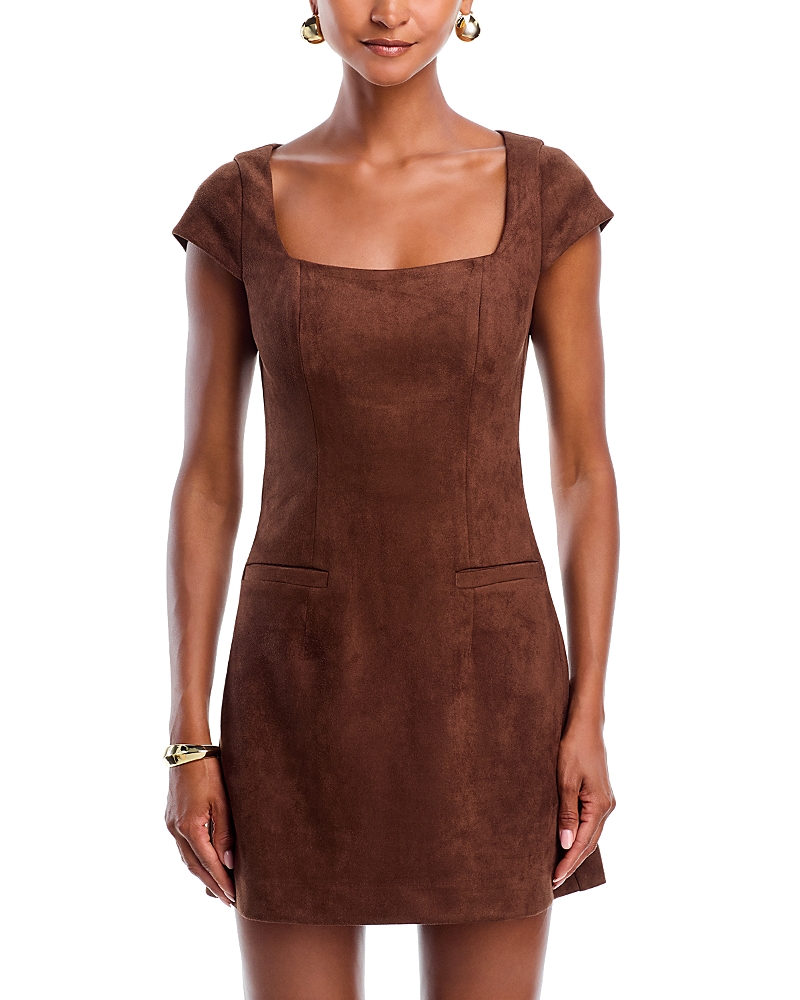 Aqua Faux Suede Cap Sleeve Shift Dress - Exclusive