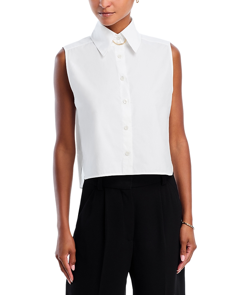 Frame The Prep Embellished Sleeveless Button-up Shirt In White
