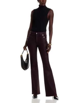 Helena High Rise Coated Flare Jeans in Blackberry