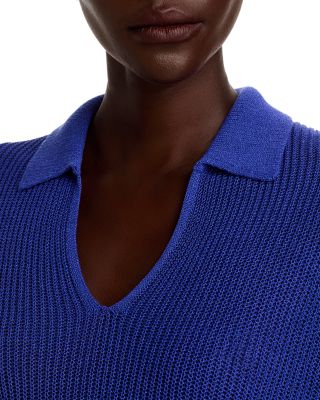 Cotton & Silk Split Neck Sweater