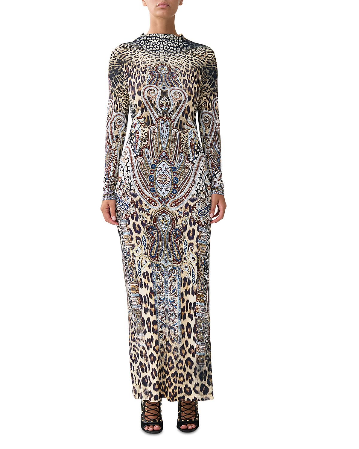 Camilla Mixed Print Open Back Dress