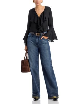 Georgia Wide Leg Metallic Jeans in Indigo