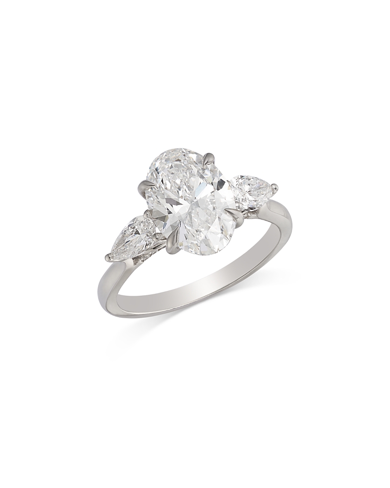 Bloomingdale's Fine Collection Certified Lab Grown Diamond Oval & Pear Engagement Ring In 18k White Gold, 4.0 Tcw In White